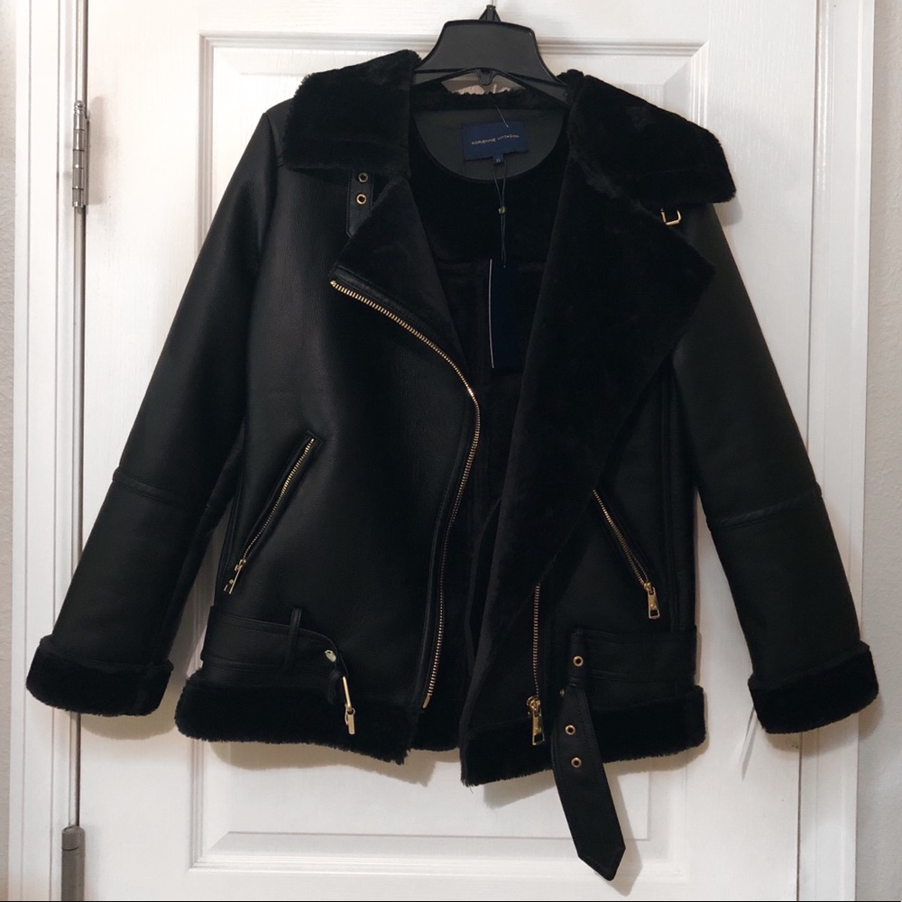 NEW Genuine Leather Fur Trim Moto Jacket!